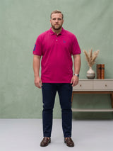 Men Plus Size Aura-Magenta Solid Polo