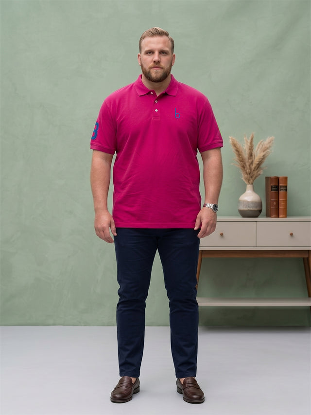 Men Plus Size Aura-Magenta Solid Polo