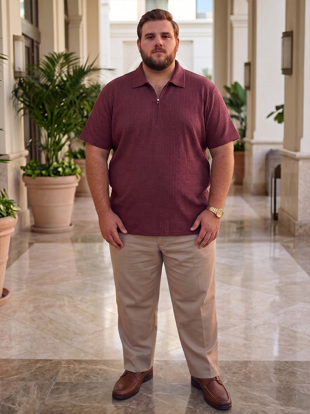 Men Plus Size Derion Maroon Textured Polo Tshirt