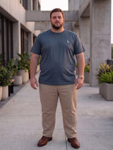 Men Plus Size Vaporcrew-Grey Solid Grey Round Neck