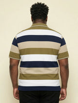 Men Plus Size Coluxe Multicolor Colorblock Polo Tshirt
