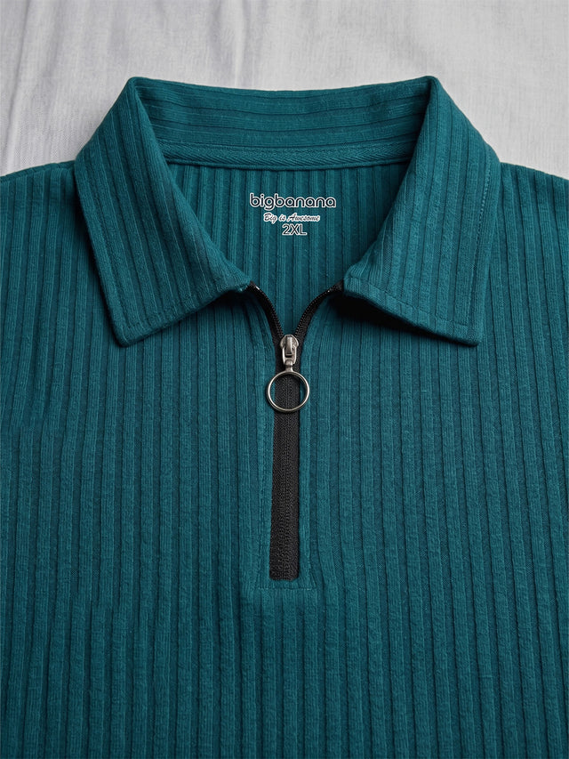 Men Plus Size Virent Green Solid Polo