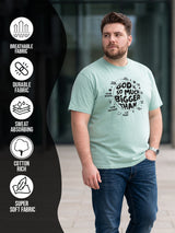 Men Plus Size Sagespirit Light Green Printed Round Neck
