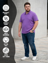 Men Plus Size Archid Violet Self Design Polo Tshirt
