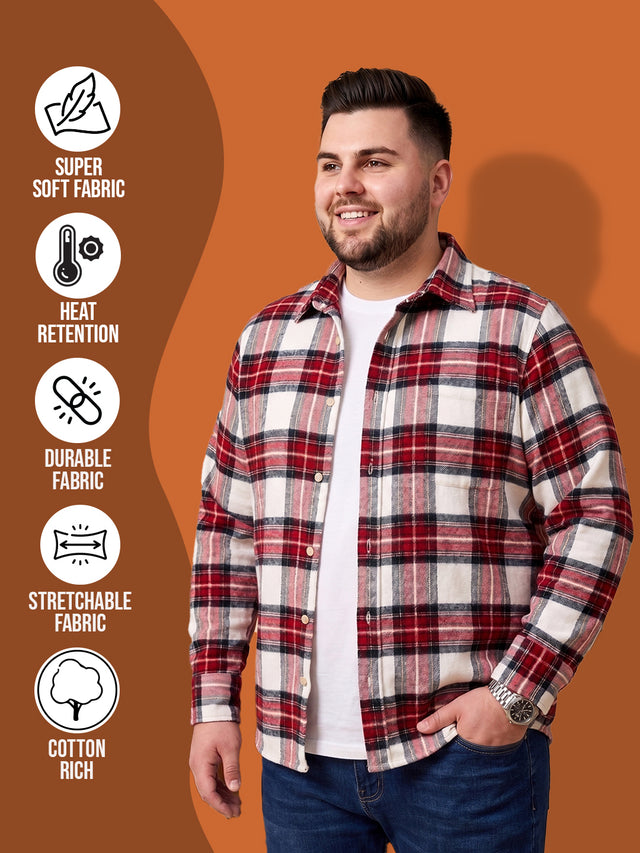 Men Plus Size Benze Multi Check Shirts
