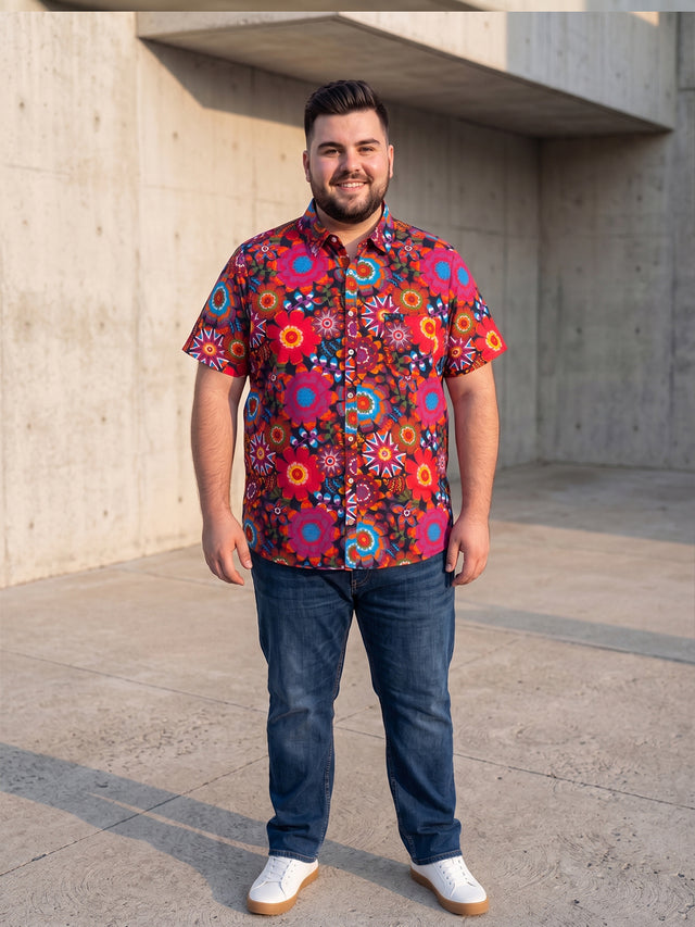 Men Plus Size Iridescent Multi Printed Shirts