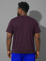 Men Plus Size Hipster Maroon Printed Round Neck Tshirt