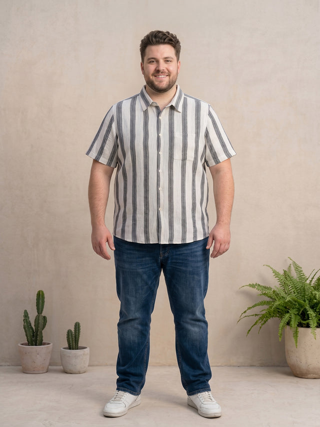 Men Plus Size Stripesafari Multi Textured Shirts
