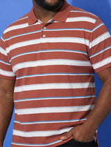 Men Plus Size Lineo Multicolor Colorblock Polo Tshirt