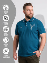 Men Plus Size Thom-Teal Solid Polo Tshirt
