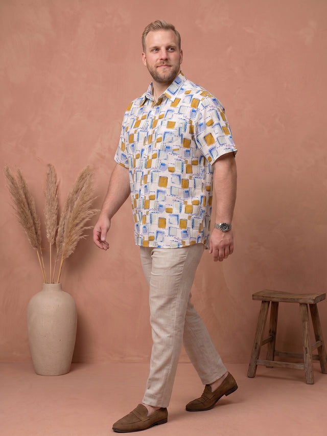 Men Plus Size Canvaspatch Multi Printed Shirts