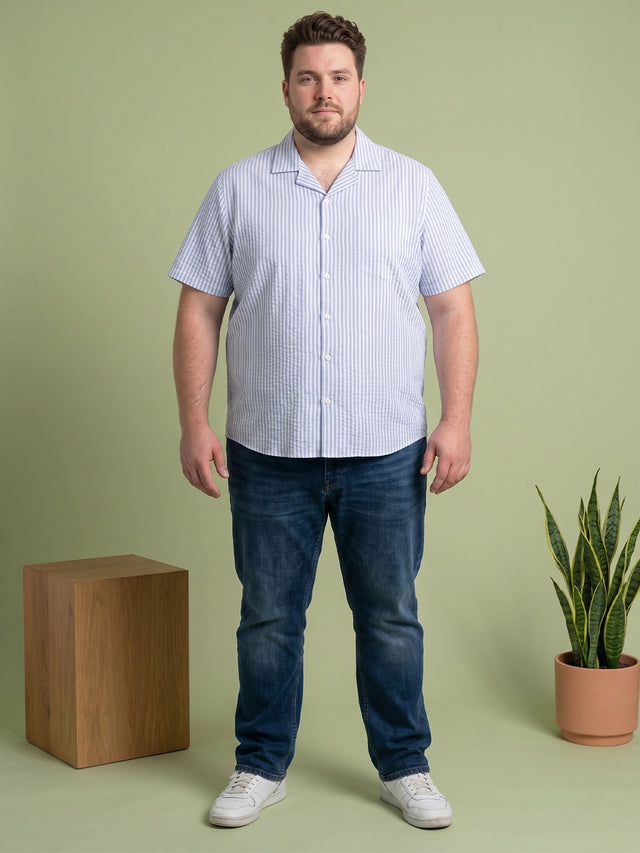 Men Plus Size Placid Multi Textured Shirts