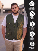 Men Plus Size Drift-Olive Solid Olive Utility Jacket