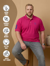 Men Plus Size Aura-Magenta Solid Polo