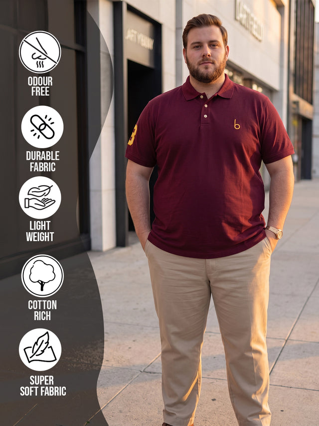 Men Plus Size Aura-Maroon Polo Men Tshirt