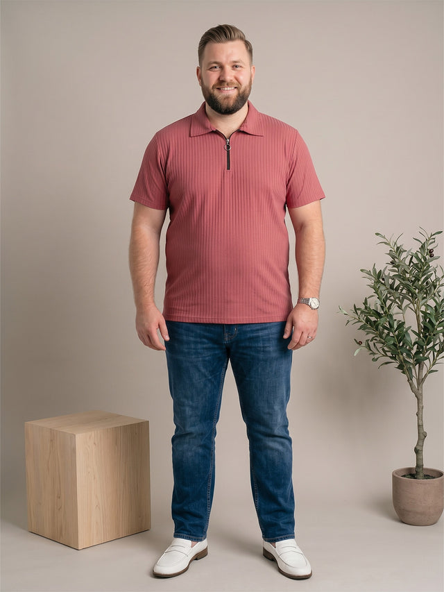 Men Plus Size Zinnia Pink Solid Polo