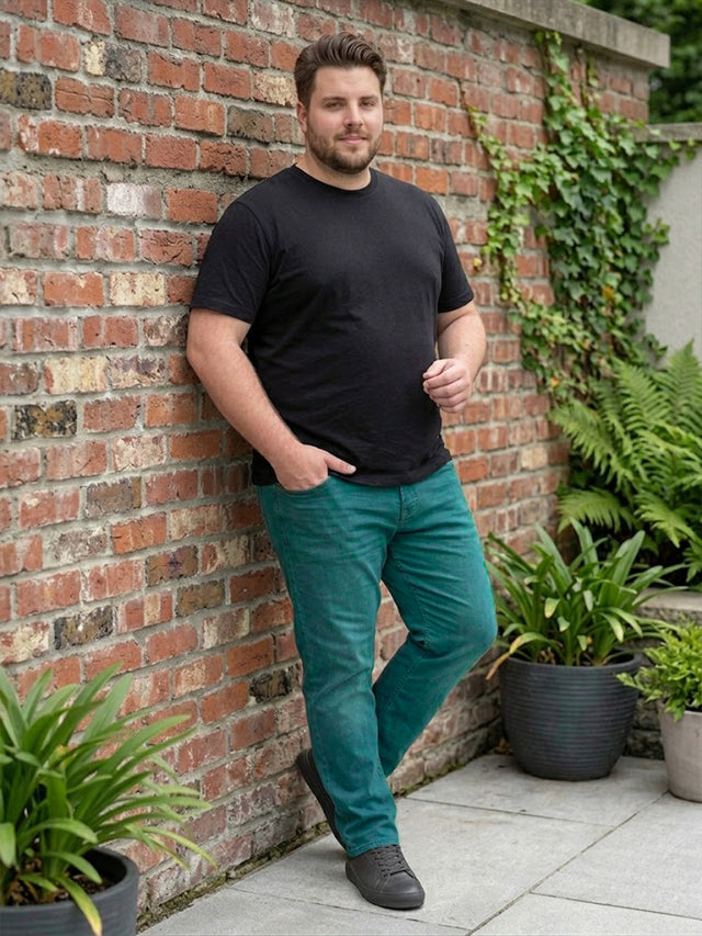 Men Plus Size Virello Green Solid Jeans