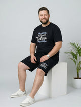 Men Plus Size Destiny Black Printed Co-Ords