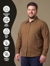 Men Plus Size Taverno Brown Solid Shirts