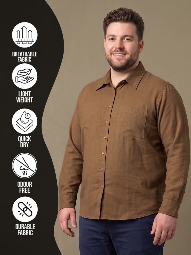 Men Plus Size Taverno Brown Solid Shirts