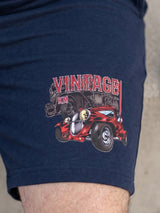 Men Plus Size Throwback Navy Blue Printed Co-Ords