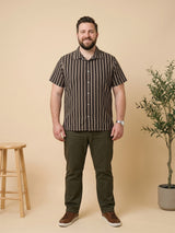 Men Plus Size Coffeescape Multi Striped Shirts