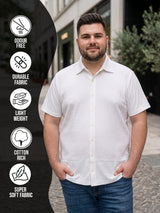 Men Plus Size Elrovo White Self Design Shirts