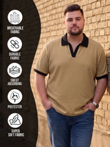 Men Plus Size Sandorix Beige textured Polo Tshirts