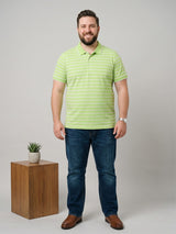 Men Plus Size Pistachio Multi Striped Polo