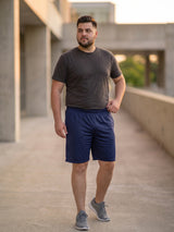 Men Plus Size Turbo-Navy Blue Navy Blue Solid Shorts