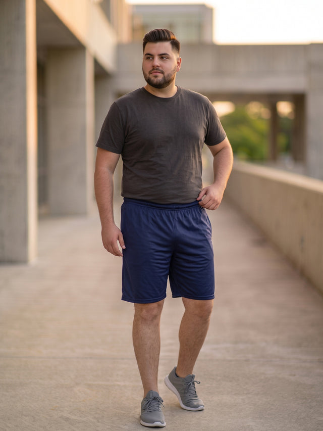 Men Plus Size Turbo-Navy Blue Navy Blue Solid Shorts