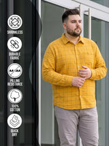 Men Plus Size Naoise Mustard Check Shirts