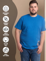 Men Plus Size Skyrogue Blue Printed Round Neck