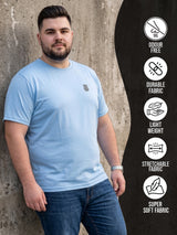 Men Plus Size Hiddenmist-Sky Blue Solid Sky Blue Round Neck Tshirt