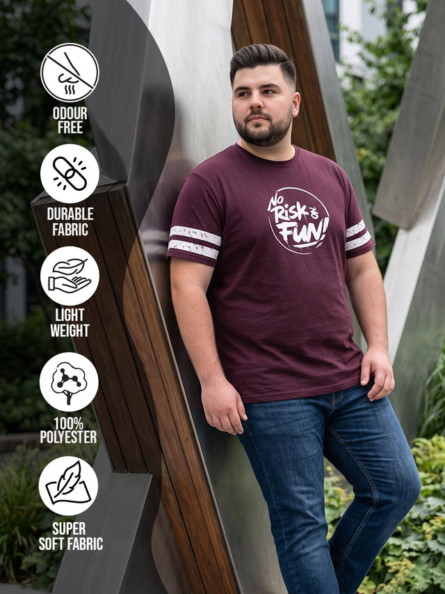Men Plus Size Water Wine Printed Round Neck Tshirts