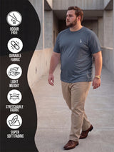 Men Plus Size Vaporcrew-Grey Solid Grey Round Neck
