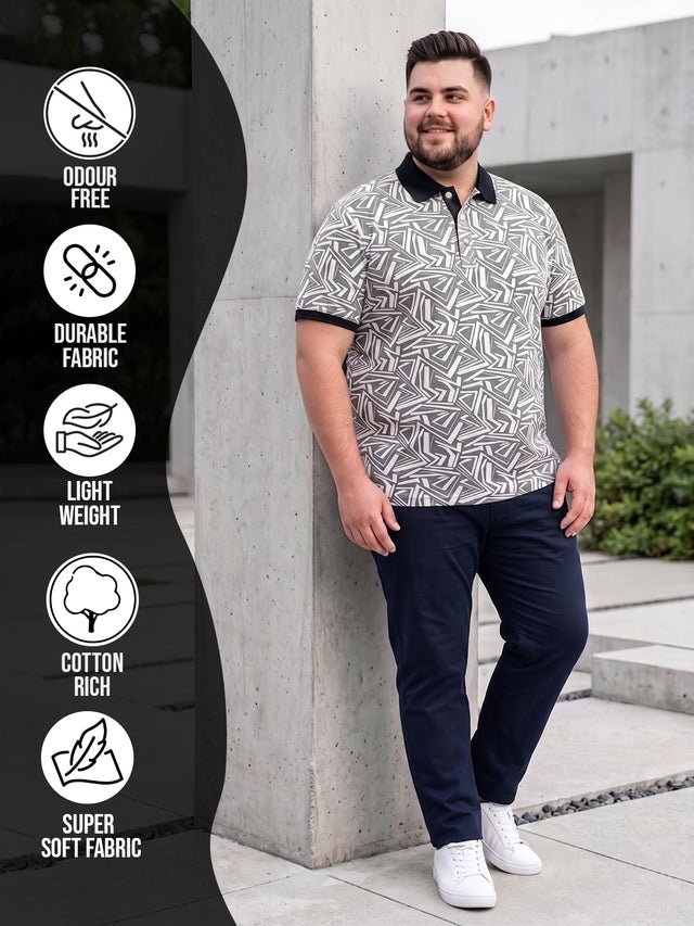 Men Plus Size Geoza Multi Printed Polo Tshirt