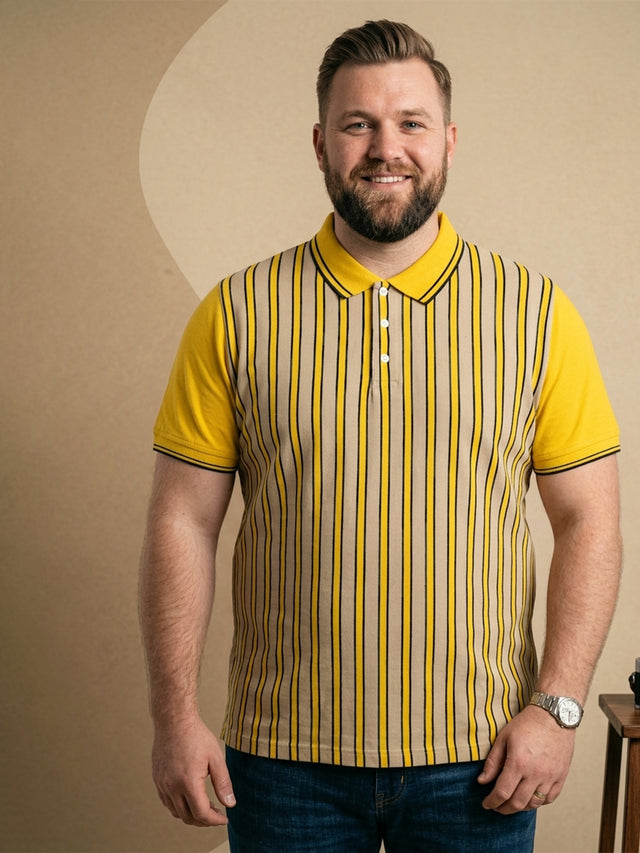 Men Plus Size Glowix Multi Striped Polo