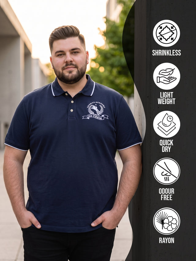 Men Plus Size Osaka Printed Black Polo Men Tshirt