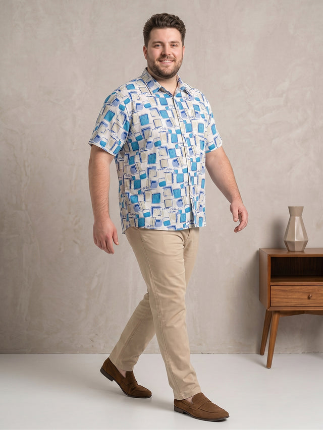 Men Plus Size Aquacube Multi Printed Shirts