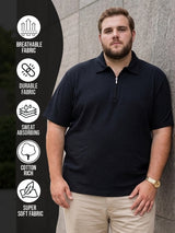 Men Plus Size Kovren Black Textured Polo Tshirt
