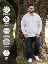 Men Plus Size Larla White Striped Shirts