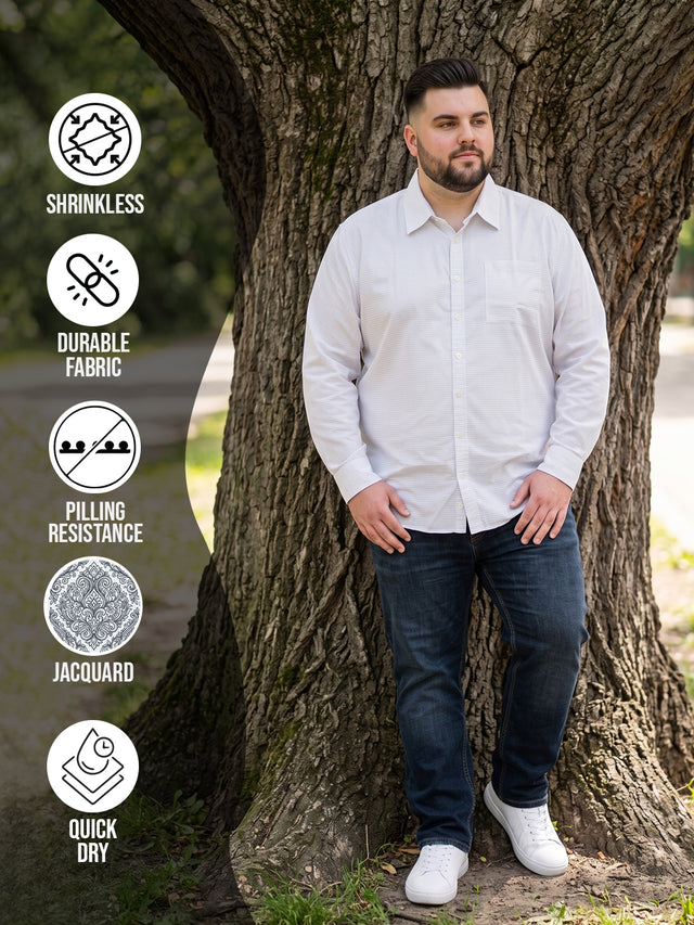Men Plus Size Larla White Striped Shirts