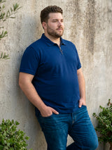 Men Plus Size Zorin Blue Solid Polo