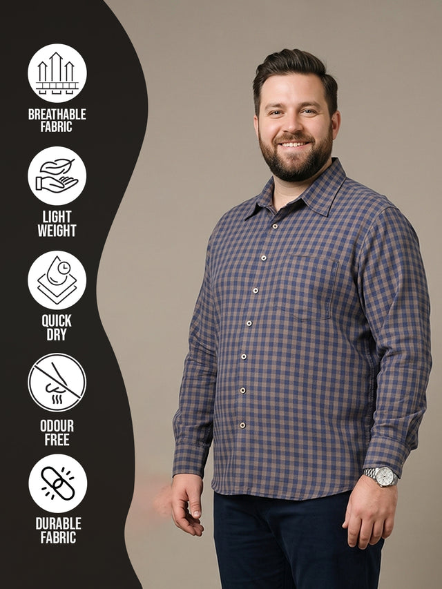 Men Plus Size Plaidorn Multi Check Shirts