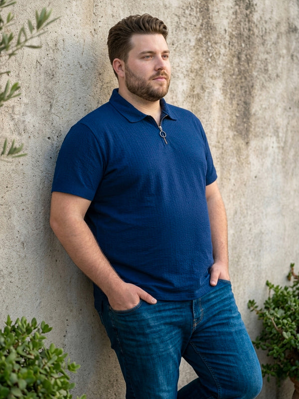 Men Plus Size Zorin Blue Solid Polo