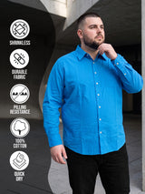 Men Plus Size Cathal Blue Striped Shirts