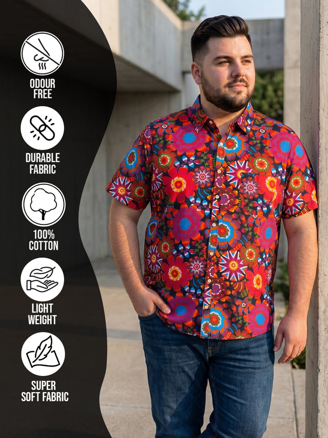 Men Plus Size Iridescent Multi Printed Shirts