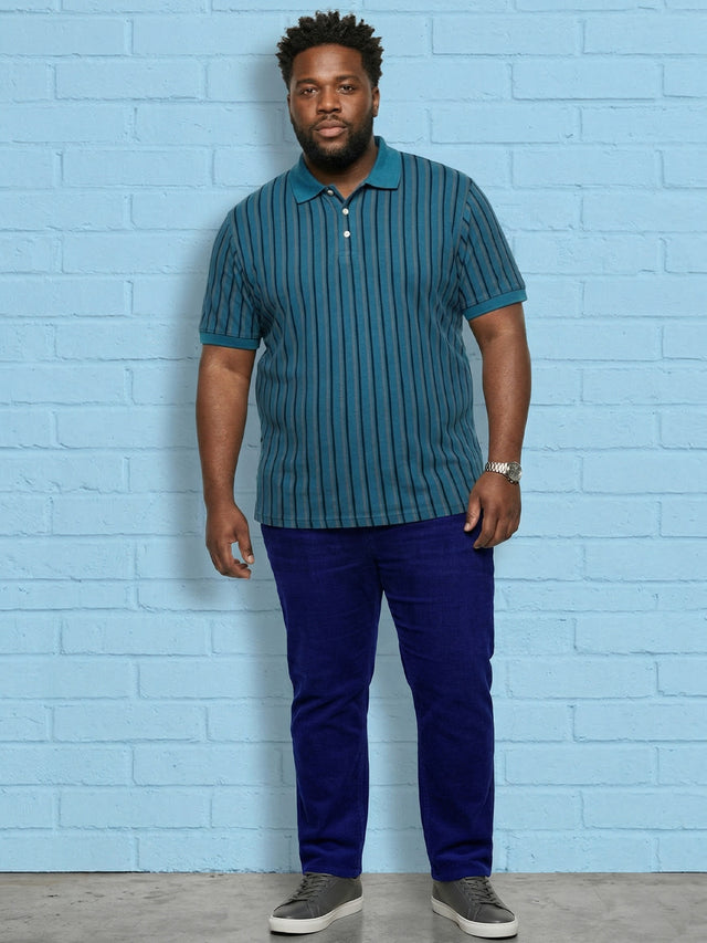 Men Plus Size Tenebra Multi Striped Polo
