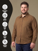 Men Plus Size Taverno Brown Solid Shirts